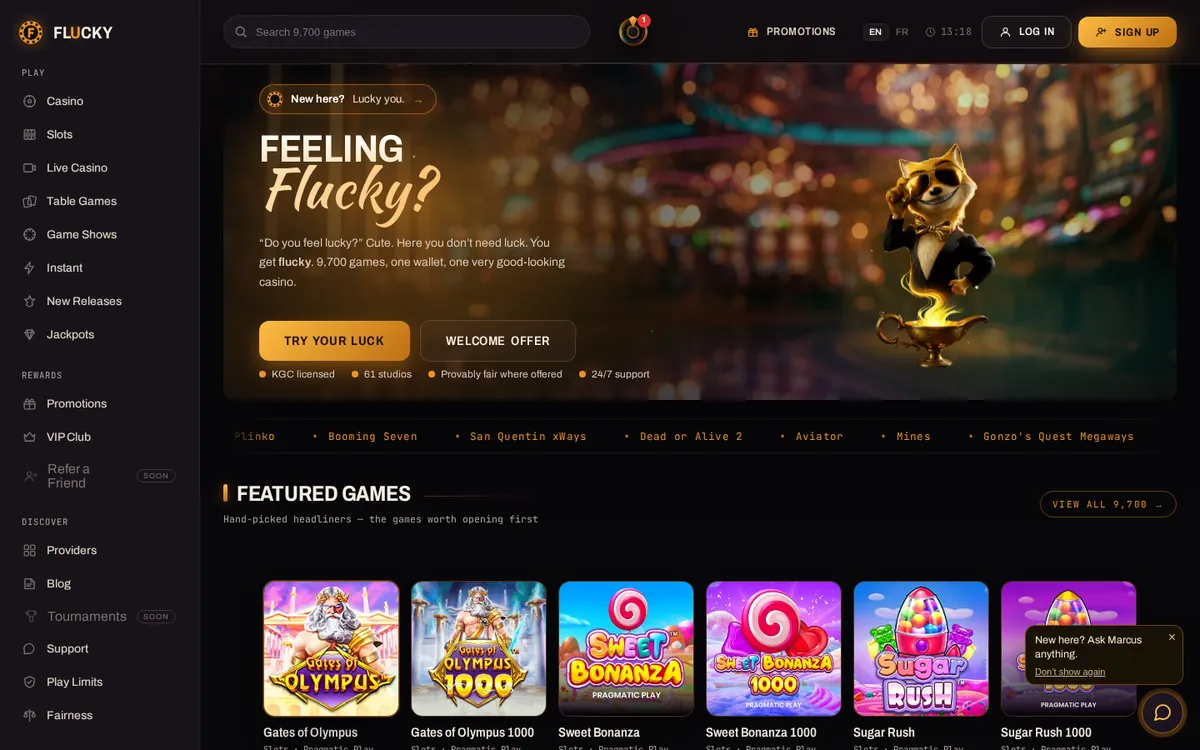 Flucky casino home page